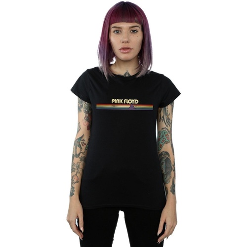 Abbigliamento Donna T-shirts a maniche lunghe Pink Floyd Prism Retro Stripes Nero