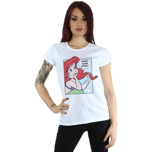 Abbigliamento Donna T-shirts a maniche lunghe Disney Ariel Pop Art Bianco