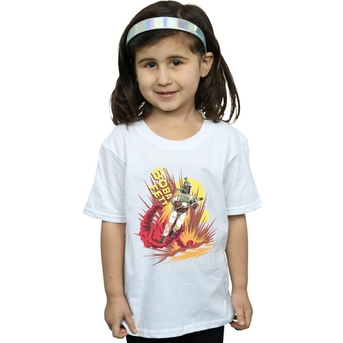 Abbigliamento Bambina T-shirts a maniche lunghe Disney Boba Fett Rocket Powered Bianco