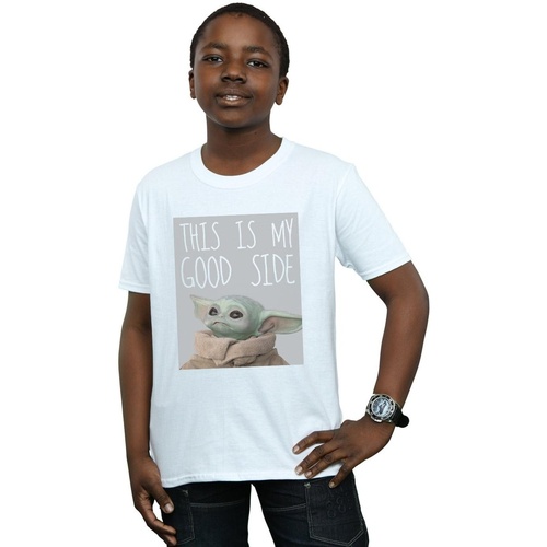 Abbigliamento Bambino T-shirt maniche corte Disney The Mandalorian The Child Good Side Bianco
