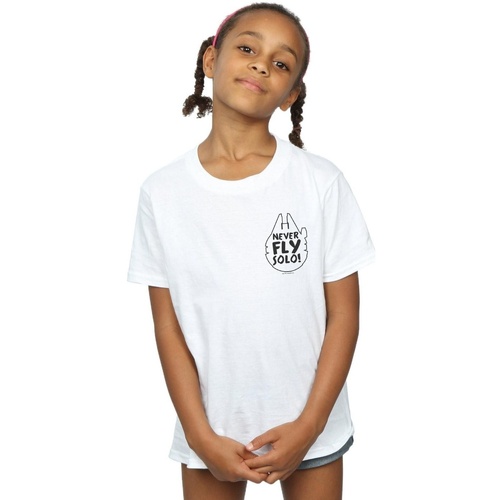 Abbigliamento Bambina T-shirts a maniche lunghe Disney Never Fly Solo Bianco