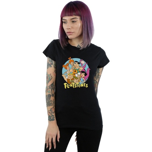 Abbigliamento Donna T-shirts a maniche lunghe The Flintstones Group Circle Nero