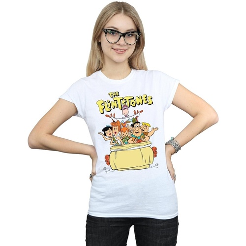 Abbigliamento Donna T-shirts a maniche lunghe The Flintstones The The Ride Bianco