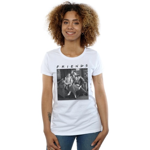 Abbigliamento Donna T-shirts a maniche lunghe Friends Black And White Photo Bianco