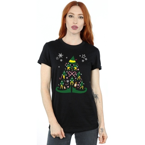 Abbigliamento Donna T-shirts a maniche lunghe Elf Christmas Tree Nero