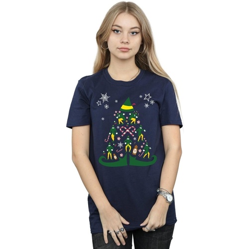 Abbigliamento Donna T-shirts a maniche lunghe Elf Christmas Tree Blu