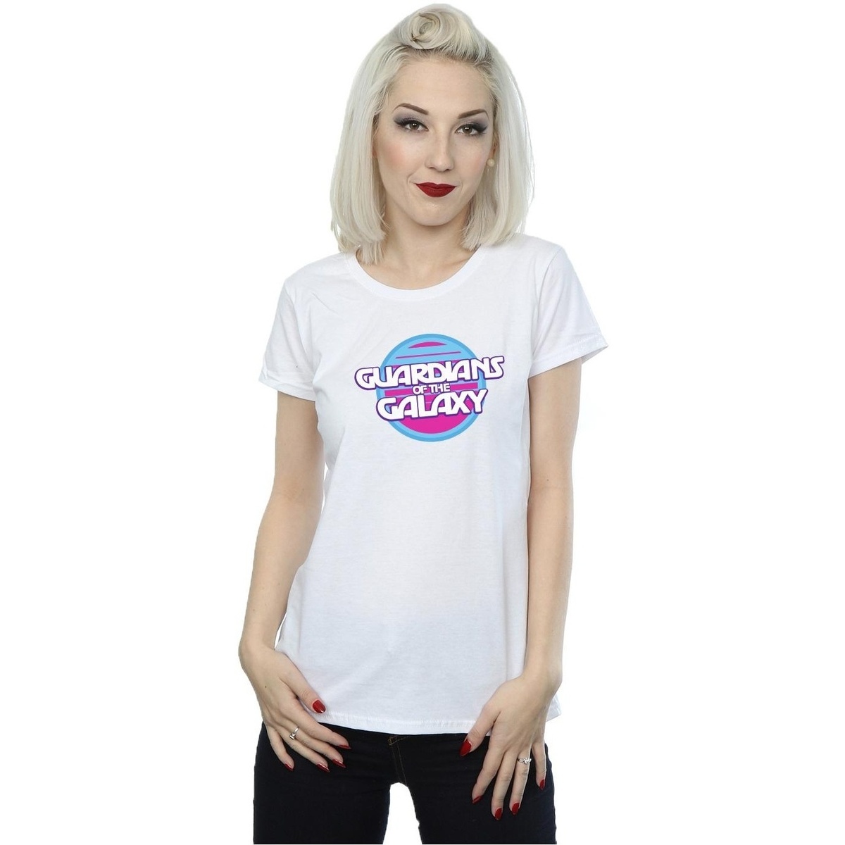 Abbigliamento Donna T-shirts a maniche lunghe Marvel Guardians Of The Galaxy Circle Logo Bianco