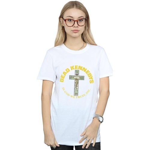 Abbigliamento Donna T-shirts a maniche lunghe Dead Kennedys In God We Trust Bianco