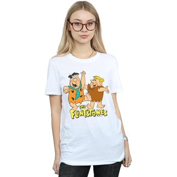 Abbigliamento Donna T-shirts a maniche lunghe The Flintstones Fred And Barney Bianco