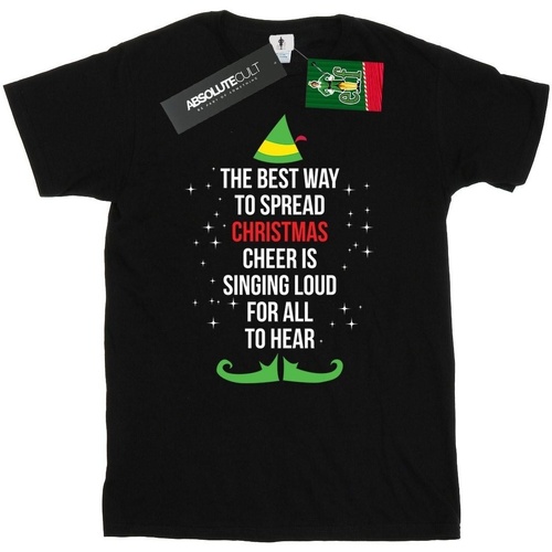 Abbigliamento Uomo T-shirts a maniche lunghe Elf Christmas Cheer Text Nero