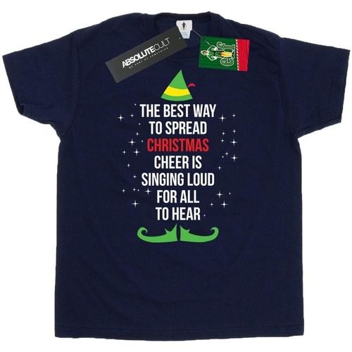 Abbigliamento Uomo T-shirts a maniche lunghe Elf Christmas Cheer Text Blu