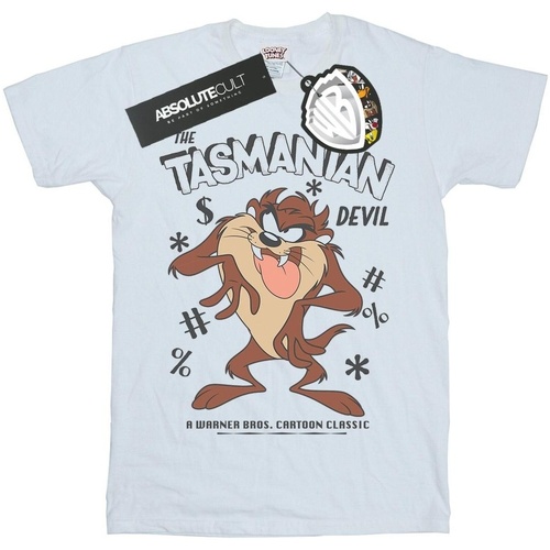 Abbigliamento Bambina T-shirts a maniche lunghe Dessins Animés Vintage Tasmanian Devil Bianco