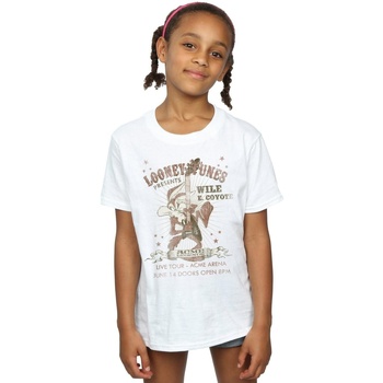 Abbigliamento Bambina T-shirts a maniche lunghe Dessins Animés Wile E Coyote Guitar Bianco