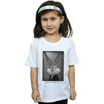 Abbigliamento Bambina T-shirts a maniche lunghe Dessins Animés Bugs Bunny Yougottabekiddin Bianco