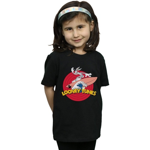 Abbigliamento Bambina T-shirts a maniche lunghe Dessins Animés Bugs Bunny Surfing Nero