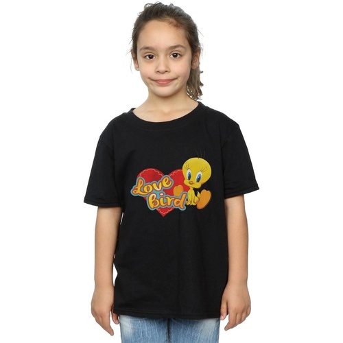 Abbigliamento Bambina T-shirts a maniche lunghe Dessins Animés Tweety Pie Valentine's Day Love Bird Nero