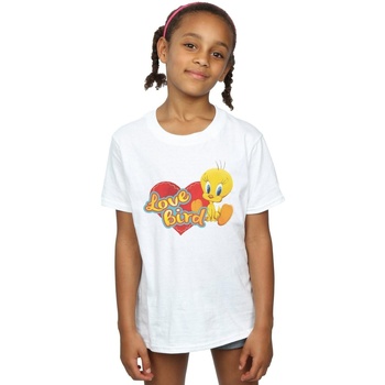 Abbigliamento Bambina T-shirts a maniche lunghe Dessins Animés Tweety Pie Valentine's Day Love Bird Bianco