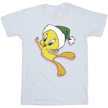 Abbigliamento Bambino T-shirt maniche corte Dessins Animés Tweety Christmas Hat Bianco