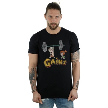 Abbigliamento Uomo T-shirts a maniche lunghe The Flintstones Bam Bam Gains Distressed Nero