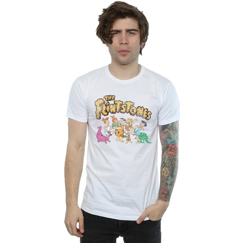 Abbigliamento Uomo T-shirts a maniche lunghe The Flintstones Group Distressed Bianco