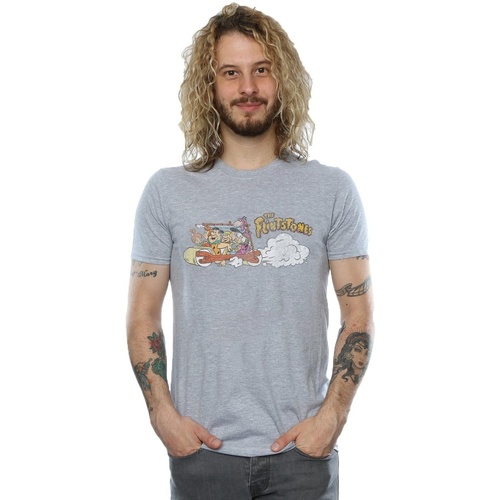 Abbigliamento Uomo T-shirts a maniche lunghe The Flintstones Family Car Distressed Grigio