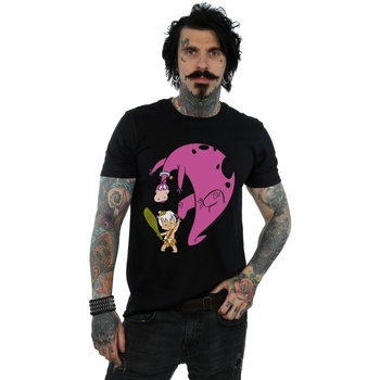 Abbigliamento Uomo T-shirts a maniche lunghe The Flintstones Bamm Bamm And Dino Nero