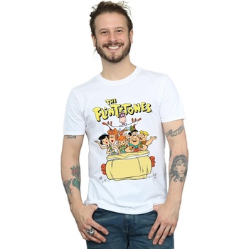 Abbigliamento Uomo T-shirts a maniche lunghe The Flintstones The The Ride Bianco