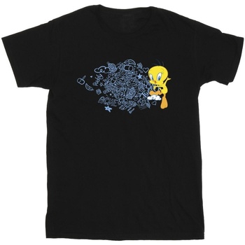 Abbigliamento Bambina T-shirts a maniche lunghe Dessins Animés ACME Doodles Tweety Nero