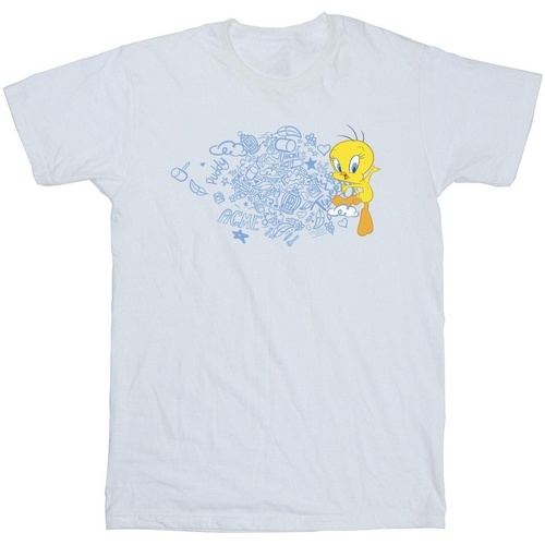 Abbigliamento Bambina T-shirts a maniche lunghe Dessins Animés ACME Doodles Tweety Bianco