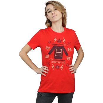 Abbigliamento Donna T-shirts a maniche lunghe Harry Potter Christmas Knit Rosso