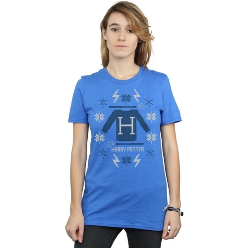 Abbigliamento Donna T-shirts a maniche lunghe Harry Potter Christmas Knit Blu