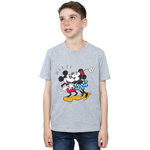 Abbigliamento Bambino T-shirt maniche corte Disney Mickey Mouse Mickey And Minnie Kiss Grigio