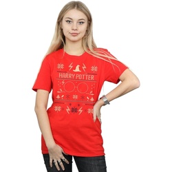 Abbigliamento Donna T-shirts a maniche lunghe Harry Potter Christmas Pattern Rosso
