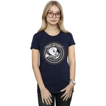 Abbigliamento Donna T-shirts a maniche lunghe Dessins Animés Porky Pig That's All Folks Blu