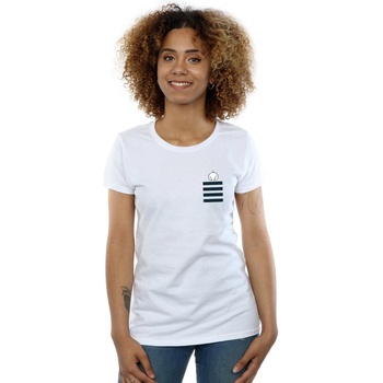 Abbigliamento Donna T-shirts a maniche lunghe Dessins Animés Tweety Pie Striped Faux Pocket Bianco