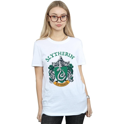 Abbigliamento Donna T-shirts a maniche lunghe Harry Potter Slytherin Crest Bianco