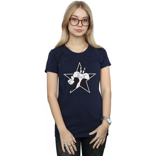 Abbigliamento Donna T-shirts a maniche lunghe Dessins Animés Sylvester Mono Star Blu