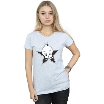 Abbigliamento Donna T-shirts a maniche lunghe Dessins Animés Tweety Pie Mono Star Grigio