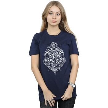 Abbigliamento Donna T-shirts a maniche lunghe Harry Potter Hogwarts Draco Dormiens Crest Blu
