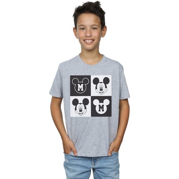 Abbigliamento Bambino T-shirt maniche corte Disney Mickey Mouse Smiling Squares Grigio
