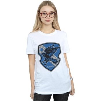 Abbigliamento Donna T-shirts a maniche lunghe Harry Potter Ravenclaw Crest Flat Bianco