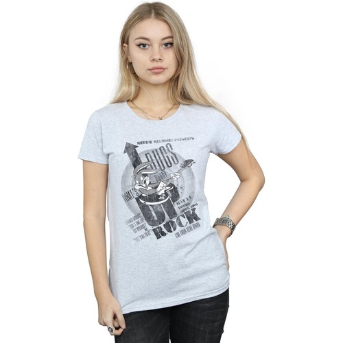 Abbigliamento Donna T-shirts a maniche lunghe Dessins Animés Bugs Bunny What's Up Rock Grigio