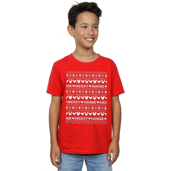 Abbigliamento Bambino T-shirt maniche corte Disney Mickey And Minnie Christmas Fair Isle Rosso