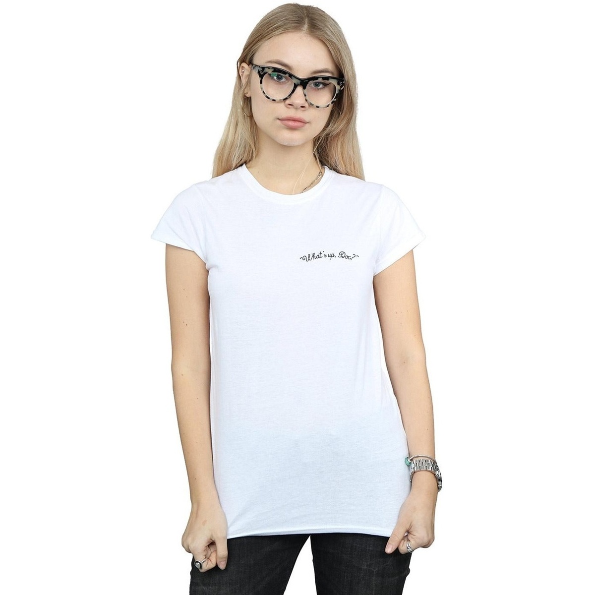Abbigliamento Donna T-shirts a maniche lunghe Dessins Animés What's Up Doc Breast Print Bianco