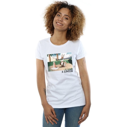 Abbigliamento Donna T-shirts a maniche lunghe Dessins Animés Bugs Bunny A-Lister Bianco
