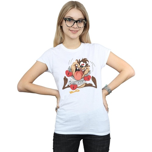 Abbigliamento Donna T-shirts a maniche lunghe Dessins Animés Taz Valentine's Day Madly In Love Bianco