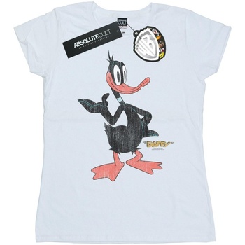 Abbigliamento Donna T-shirts a maniche lunghe Dessins Animés Daffy Duck Distressed Bianco