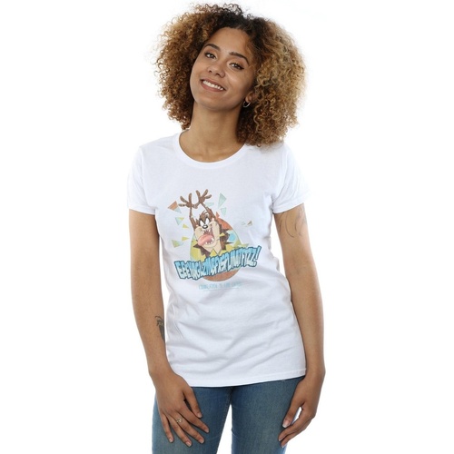 Abbigliamento Donna T-shirts a maniche lunghe Dessins Animés Taz Me Like Easter Bianco
