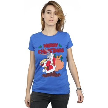 Abbigliamento Donna T-shirts a maniche lunghe Dessins Animés Santa Bugs Bunny Blu