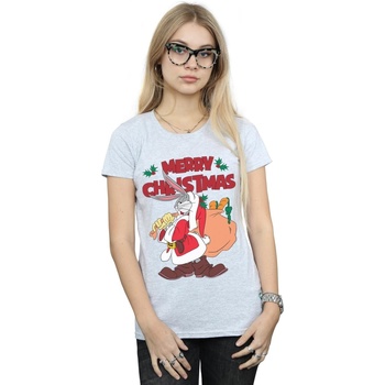 Abbigliamento Donna T-shirts a maniche lunghe Dessins Animés Santa Bugs Bunny Grigio